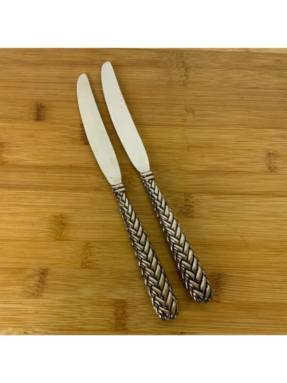 Godinger Weave Silverplate Flatware Lot of 7 Pieces Forks Knives Soup Spoon